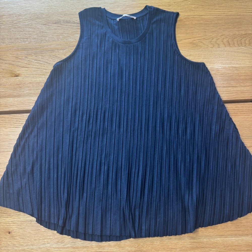 Philosophy Republic Clothing Womens Navy Blue Pleated A-Line Sleeveless Top S